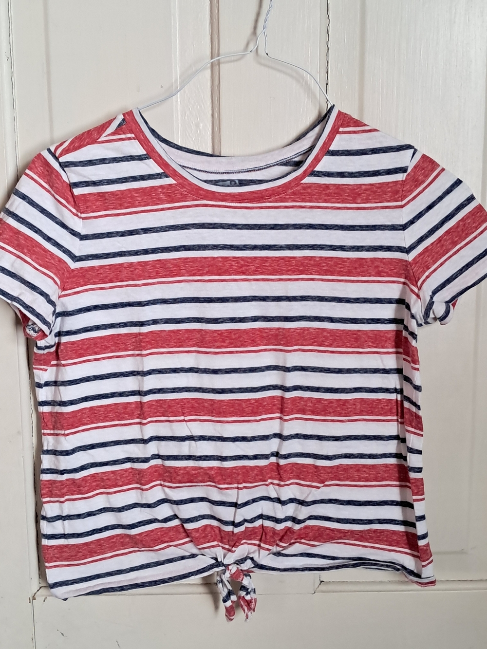 Crazy 8 Red, White & Navy Striped Tie-Front Tee